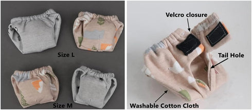 (3pc, Squirrel Diapers-Highly Absorbent with Strong & Flexible Hook and Loop Pants No Leak Reusable Diapers Urine Wet