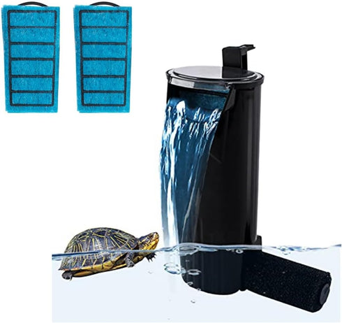 Internal Aquarium Filter, Waterfall Flow Pump with 2 Filter Sponges for Small Fish Tank, Turtle Tank, Shrimp, Frog