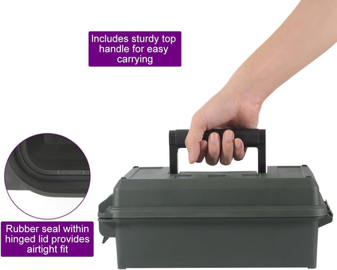 Heavy Duty Waterproof Field Ammo Box, Lockable Storage Case for Hunting and Shooting, Pistol and Rifle Ammo Storage Box
