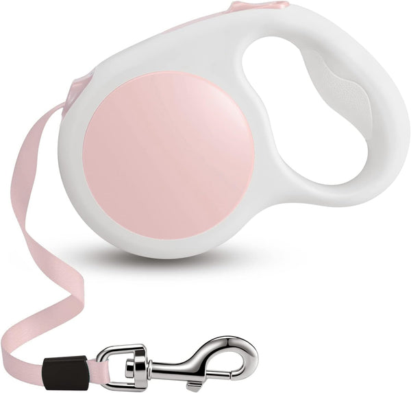 Pink Retractable Dog Leash, 10 ft for Small and Medium Dogs and Cats, One Button Brake, Pause, Lock by LFCXHTY