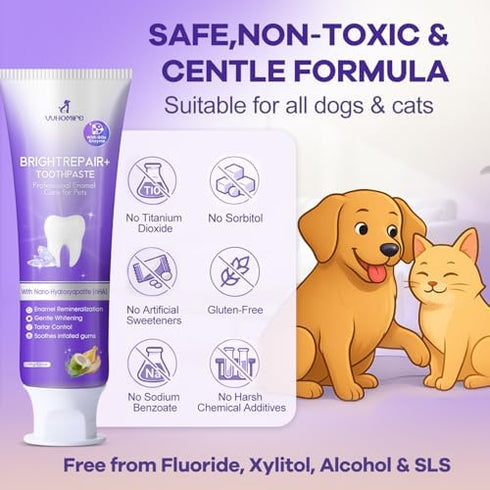 Enzymatic Toothpaste for Dogs and Cats with Nano-Hydroxyapatite and Soft Bristles Toothbrush