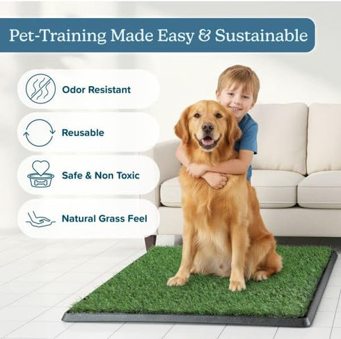 Set 23x18.5-Inch 3-Layer Artificial Grass Puppy Pee Pad for Dogs and Small Pets - of Three Reusable Turf Pads for Dogs