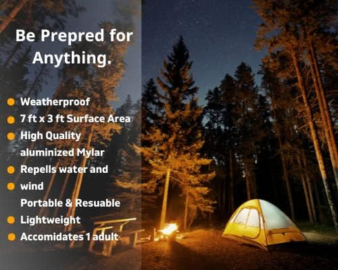 Premium Emergency Thermal Sleeping Bags | Weatherproof Mylar Disaster Survival Bivouac | 7 ft x 3 ft Compact