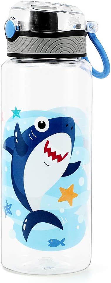Home Tune 23oz Kids Water Bottle for School Boys, BPA FREE Tritan, Leak Proof Flip Top Lid, Carry Handle - Shark.