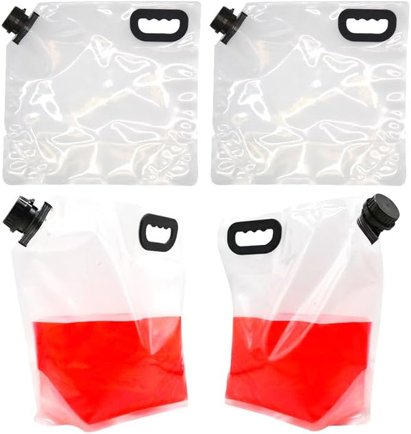 FUJIDENSO 4 Pack 1.3 Gallon 5 Liter Food Grade Drink Carrier Water Pouch