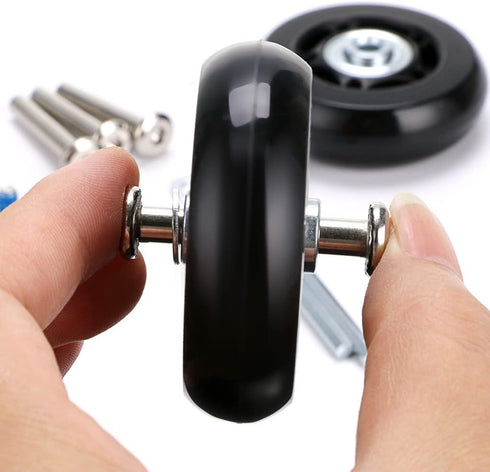 OwnMy Luggage Suitcase Replacement Wheels 60mm x 17mm, Rubber Swivel Caster Repair Kits, Set of 2