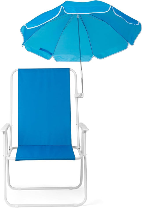 1 Pack 220lbs,Blue Heavy Duty Steel Beach Chair,Beach Chair with Umbrella,Outdoor Folding Chair High Strength Cleanable