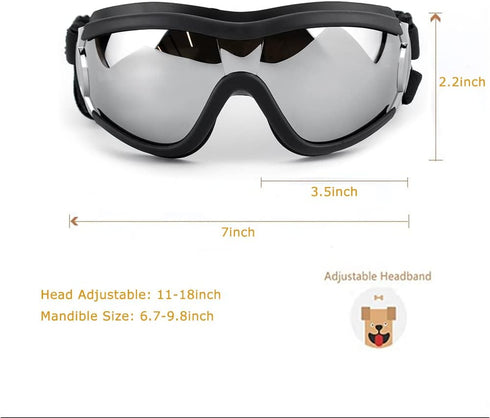 UV Protection Dog Goggles for Medium & Large Dogs - Waterproof Windproof Sunglasses for Long-Snout Breeds Outdoor