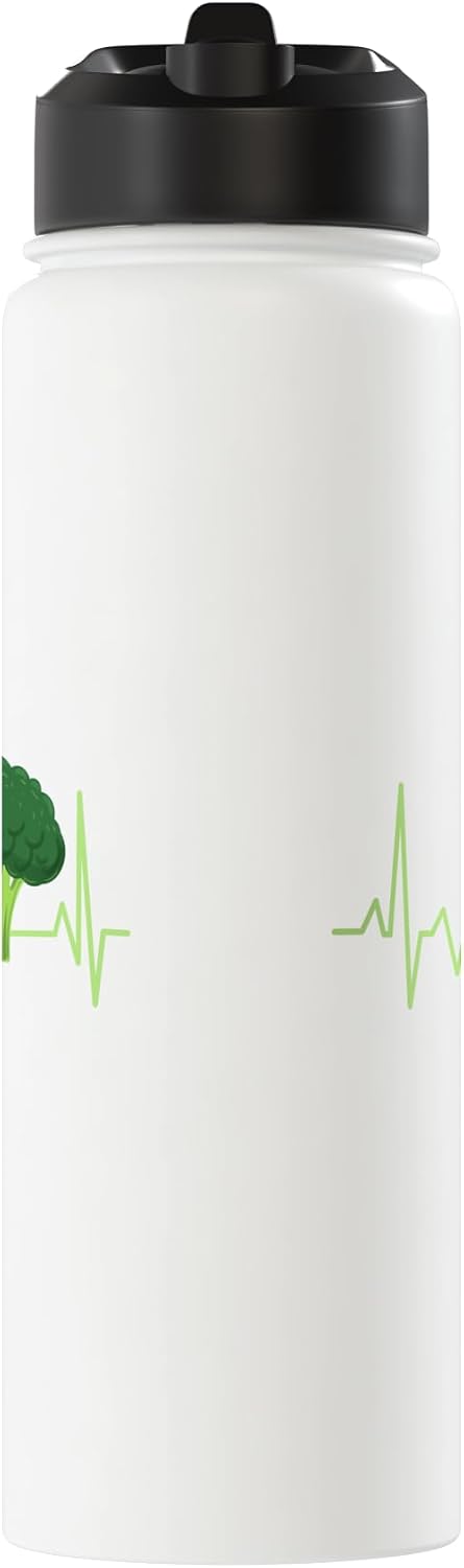 Hiking Lover Design Broccoli Heartbeat Broccoli Lover Gift Stainless Steel Insulated Water Bottle