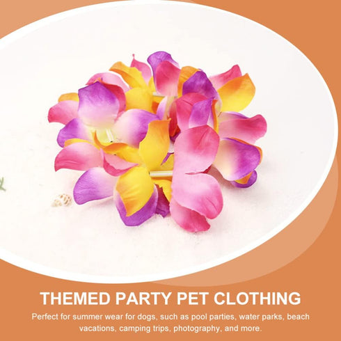 PRETYZOOM Straw Puppy Hat - 1 Set of Pet Dog Hawaiian Costume with Flower Collar and Garland