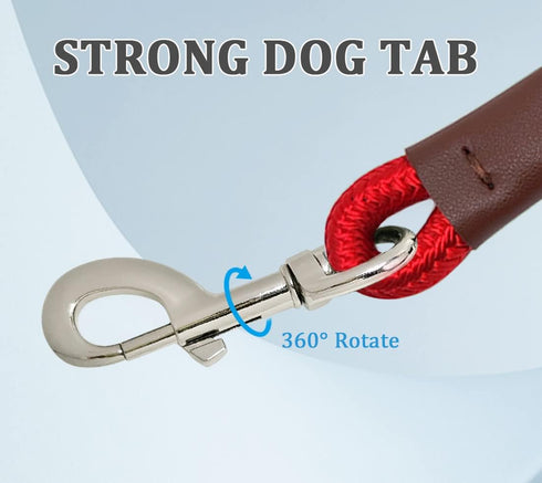 Short Dog Leash, 12 Inch Rope Traffic Handle Leash, 1/2" Strong Nylon Training Tab for Medium/Large/Ex-Large Dogs, Red