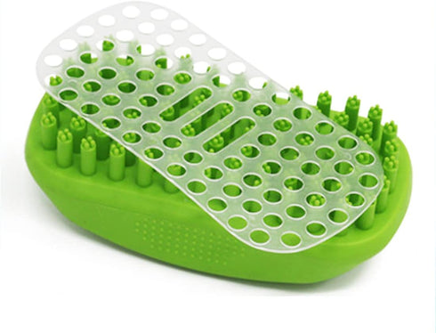 Rubber Dog Bath & Massage Brush - Cat Shampoo Scrubber with Soft Silicone Bristles for Short & Long Hair Pets