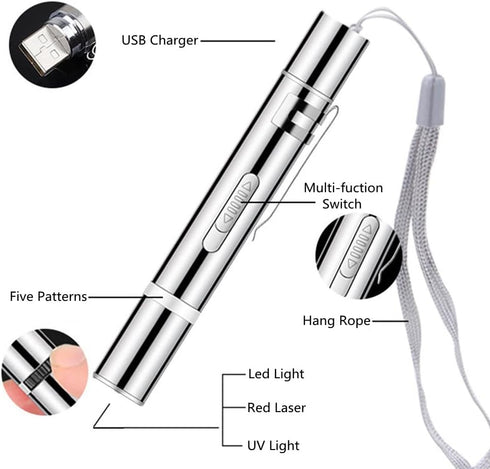 7 Cat Toys Laser Pointer for Indoor Cat Mouse Toys Pet Interactive Toy Pointer Kitten Dog Chase Play LED Flashlight