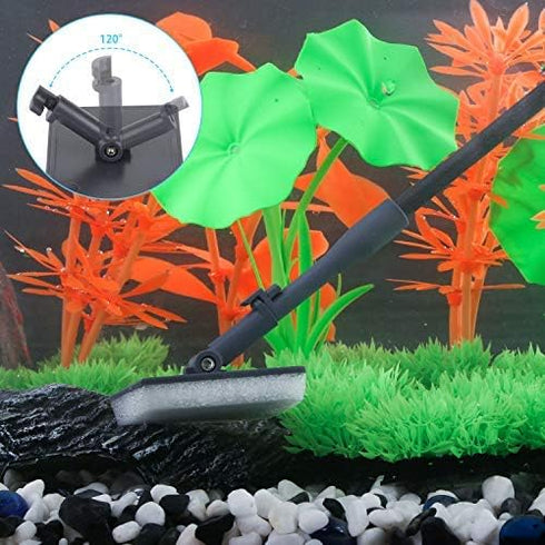 Carefree Fish 4IN1 Carbon Fiber Aquarium Cleaning Tools, Long Handle Adjustable Length 18-24 Inch Fish Tank Cleaner Kit