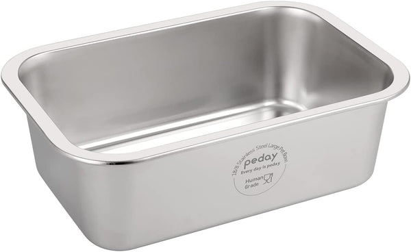 1.2 Gallon Large Dog Water Bowl, Human Grade Stainless Steel for Large & Extra Large Dogs, Silver