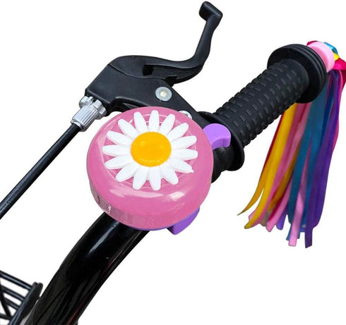 kortes Kids Bike Bell and 2 Pack Streamers, Children's Bike Accessories (Pink, Red, & Blue)