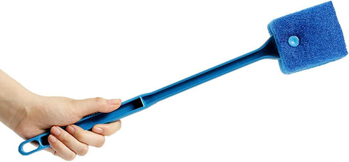 Double-Sided Fish Tank Aquarium Cleaning Sponge Brush with Non-Slip Handle, Blue