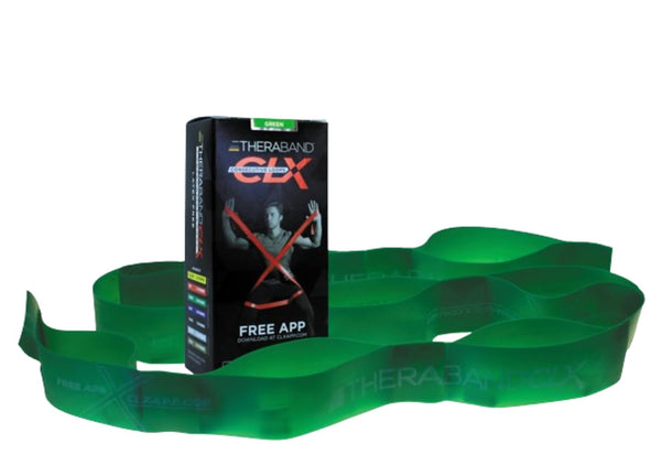 THERABAND CLX Resistance Band with Loops, Fitness Band for Home Exercise, Full Body Workouts, Green, Heavy, 5 Foot