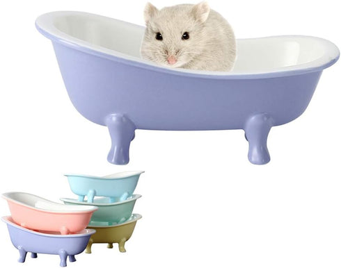 Small Animal Hamster Sand Bathtub, Bird Bathroom, Ceramic Relax Habitat House, Food Bowl for Pets