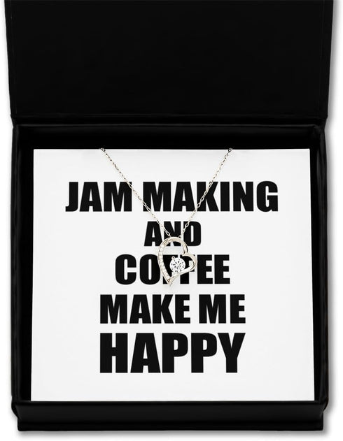 EzGift Jam Making And Coffee Make Me Happy Necklace Pendant Funny Gift For Hobby Lover Jewelry With Chain Message Card