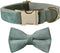 Bowtie Dog Collar, Soft Velvet Adjustable Collar with Detachable Bow Tie for Small Medium Large Dogs and Cat (Mint