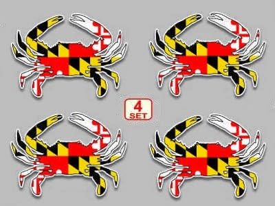 Decalnetwork Maryland Flag Blue Crab Vinyl Decal Sticker Set of 4 Size