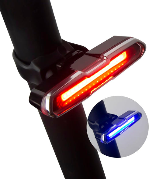 IWONDER COB Bike Tail Light, Red-Blue Dual Color, 5 Modes, USB Rechargeable Bicycle Rear Light