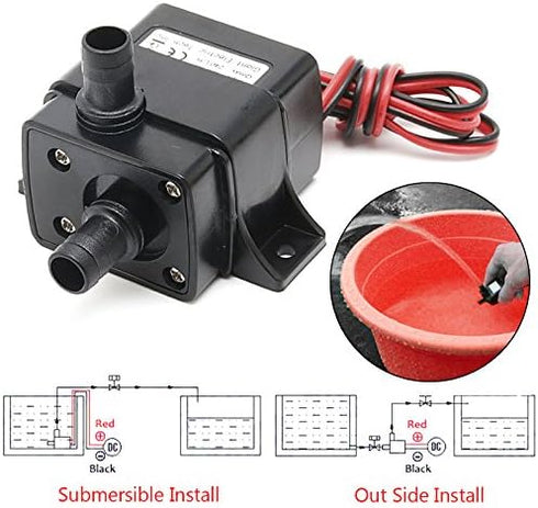 HiLetgo 2pcs Water Pump 240L/H DC 12V Micro Brushless Pump for Pool and Aquarium
