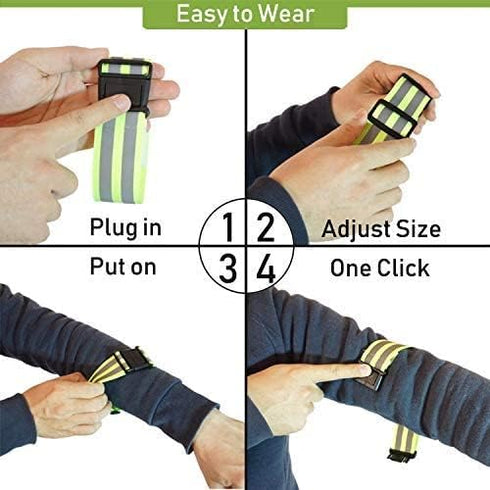 Reflective Running Gear Bands Belt for Night Walking, Safety Bands for Runners, Bicycle Pants Cuff Bands, 2 Bands