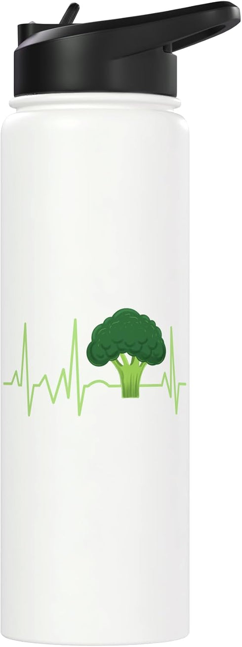 Hiking Lover Design Broccoli Heartbeat Broccoli Lover Gift Stainless Steel Insulated Water Bottle