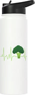 Hiking Lover Design Broccoli Heartbeat Broccoli Lover Gift Stainless Steel Insulated Water Bottle