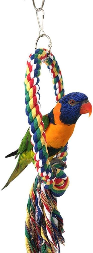 Litewoo Bird Swing Toy - Colorful Cotton Rope Perches for Parrots, Budgie, Parakeet, Cockatiel, Finch, Lovebird