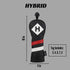 Majek Retro Golf Headcover, Black Red and White Vintage Leather Style Hybrid Cover, Classic Look, Numbers 3-7 Plus X