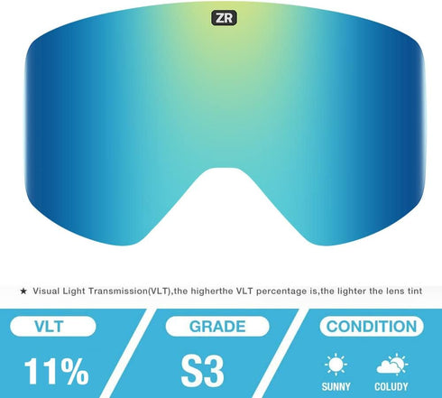 ZIONOR X11 Ski Goggles, Magnetic Cylindrical Snowboard Goggles for Men Women