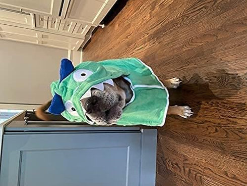 XL Microfiber Dog Towel with Monster Hoodie - Soft Bathrobe for Dogs