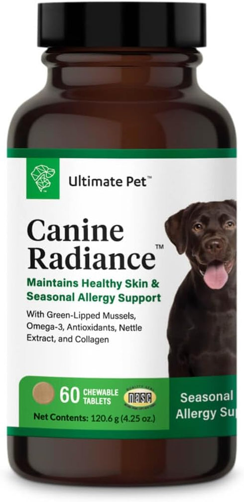 ULTIMATE PET NUTRITION Canine Radiance Skin Allergy Support Supplement for Dogs, 60 Chewable Tablets