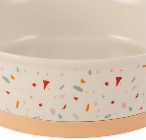 Bone Dry Ceramic Food & Water Bowls for Pets, Non-Slip for Less Messy Feeding, Microwave & Dishwasher Safe