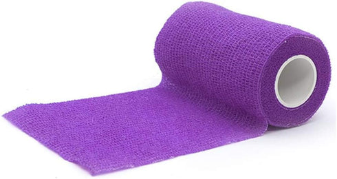 Vet Wrap Tape Bulk - 6 Inch Self-Adhesive Cohesive Bandage Wraps for Horses Dogs Cats, Purple, 4 Rolls