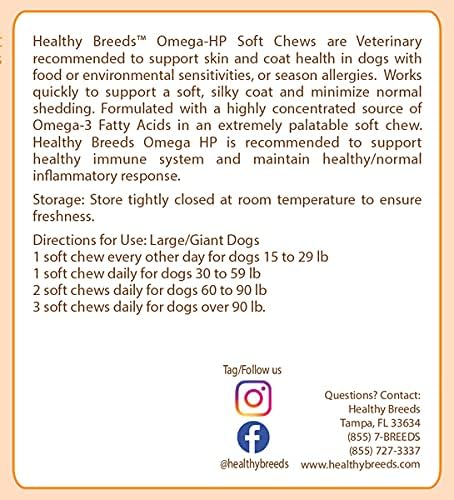 Healthy Breeds Polish Lowland Sheepdog Omega HP Fatty Acid Soft Chews, 90 Count for Skin & Coat Support