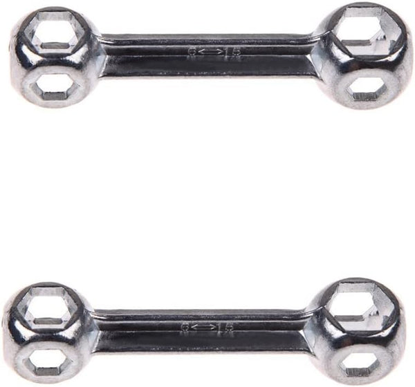 SaiDian Mini Pocket Wrench 2Pcs Dog Bone Hexagon Bicycle Repair Tool Metal Spanner 6-12mm Hexagon Holes Silver