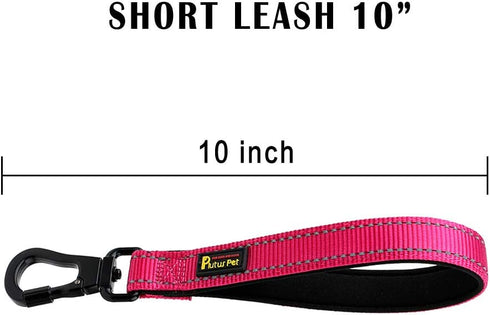 PLUTUS PET Short Dog Leash 10 Inch for Large Dogs with Locking Carabiner Clip & Padded Handle, Pink