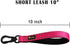 PLUTUS PET Short Dog Leash 10 Inch for Large Dogs with Locking Carabiner Clip & Padded Handle, Pink