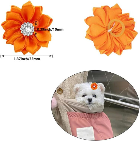 40Pcs Puppy Yorkie Dog Hair Bows with Rubber Band, Pet Small Dog Girl Flower Hair Accessories for Party Christmas