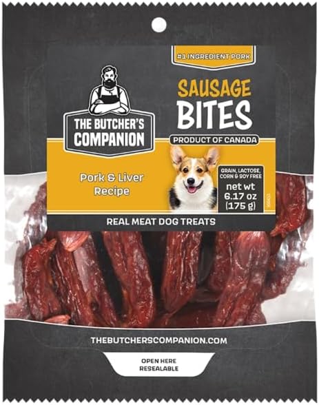The Butcher's Companion Pork & Liver Sausage Bites Dog Treats, 6.17 oz, Real Meat