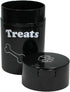 Pawvac 6 Ounce Vacuum Sealed Pet Food Storage Container, Black Cap & Body, White Treats