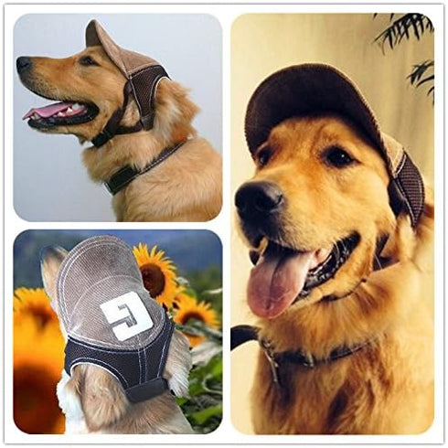 Pet Dog Baseball Cap, Sport Hat for Outdoor Sun Protection, Summer Cap for Small Medium Large Dog (Large, Brown)