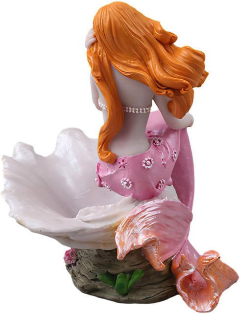 Mermaid Figurines Shell Aquarium Ornament, Resin Mediterranean Style Mermaid Princess Craft Statue