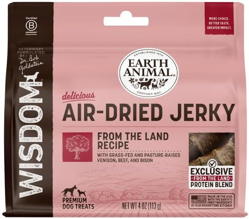Earth Animal Wisdom Air-Dried Jerky Strips Dog Treats, 4 oz. Bag from The Land Recipe