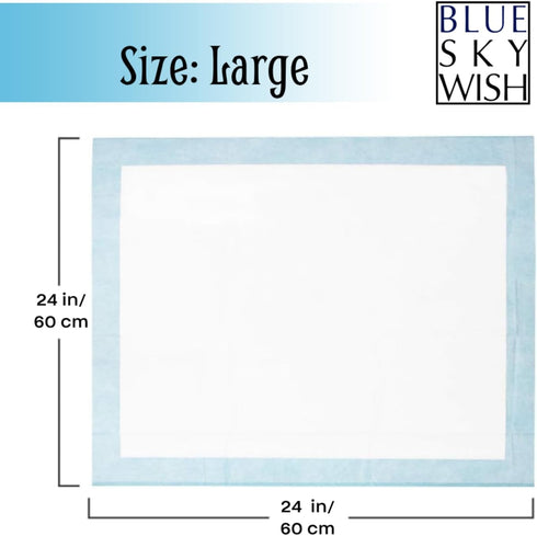 Blue Sky Wish 50 Count 24" 24" 24x24 inch Pet Training Pads, Size Large x Puppy Pads, Absorbent Disposable Pee Pads