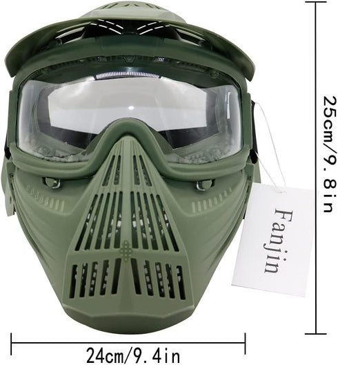 Tactical Paintball Mask, Airsoft Full Face Gear with Goggles, Impact Resistant for Outdoor Activities